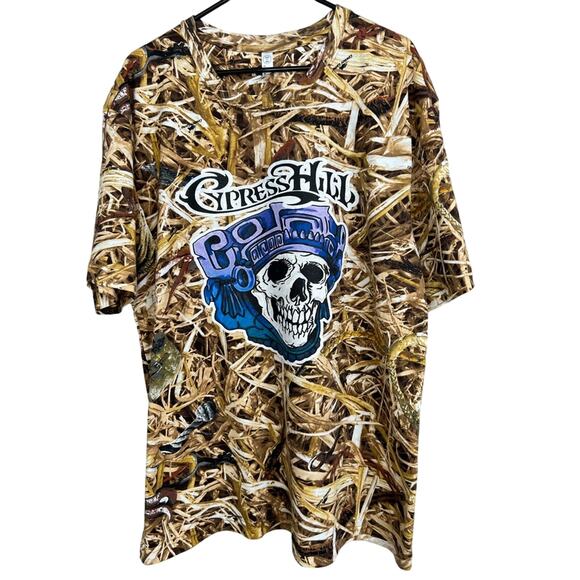 Cypress Hill VIP Tour Limited Edition Woodland Camo Skull Shirt SZ XL DEADSTOCK - Picture 1 of 7